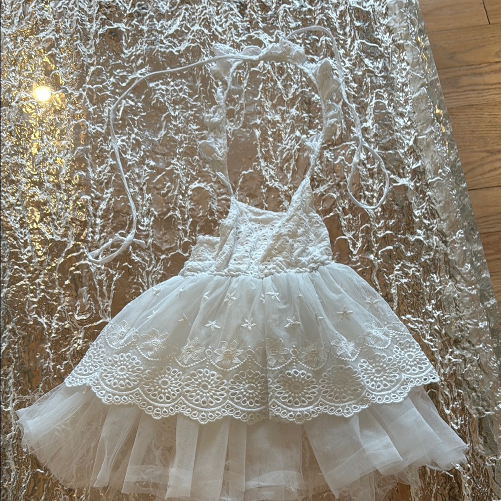 Elegant White Lace Kids Formal Dress